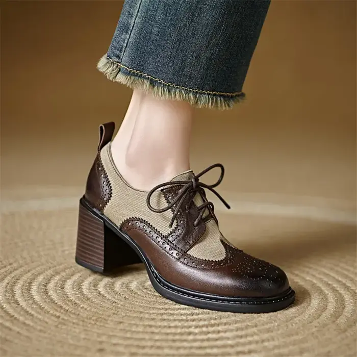 Escarpins en cuir de vache à talons hauts pour femmes, mocassins à la mode, chaussures rondes, desig