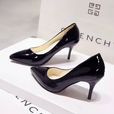 Escarpins nus pour femmes, chaussures à talons hauts, mode féminine, cuir verni, Sexy, bout pointu, 