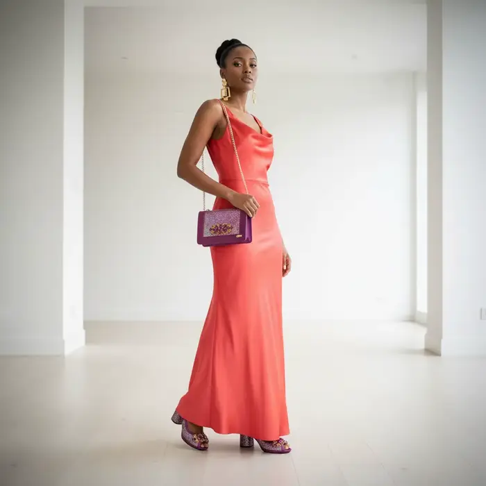 Nouvel ensemble de chaussures à talons hauts et sac de style INS, design italien, orné de strass, pa