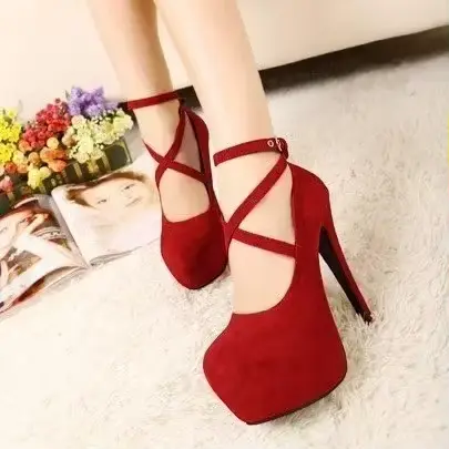 Escarpins à talons hauts en daim pour femmes, escarpins Sexy à plateforme, noir, rouge, bleu, chauss