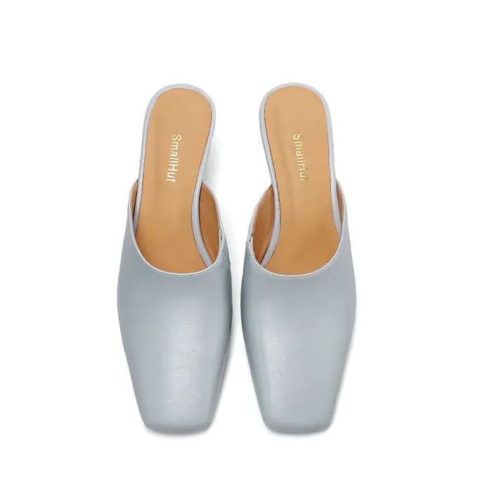 SmallHut Nouvelle Tendance Été Mules Femme en Cuir Fendu Motif Serpent Jaune Bleu Beige Noir Marron