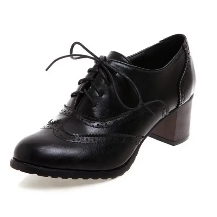 Girseaby-Brogue Rond à Talons en Bois pour Femme, Escarpins à Plateforme de 2021 cm, Sculpté Rétro, 