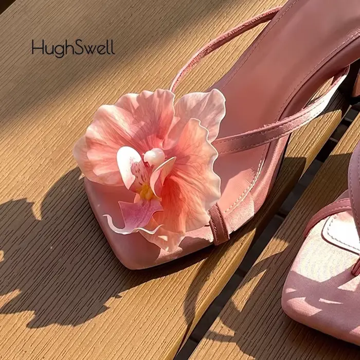 Mules de luxe en forme de papillon et d'orchidée pour femme