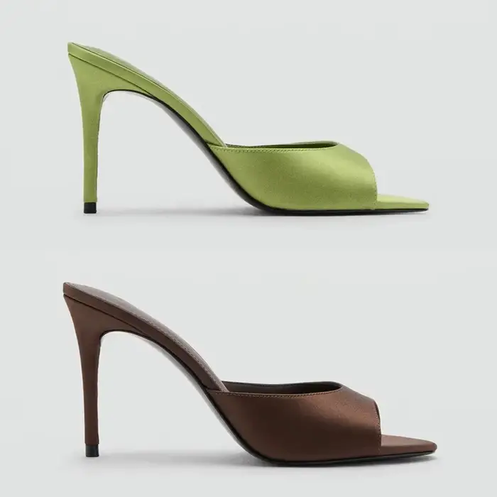 Sandales d'été 2026 en satin pour femme – Tongs confortables à bout ouvert