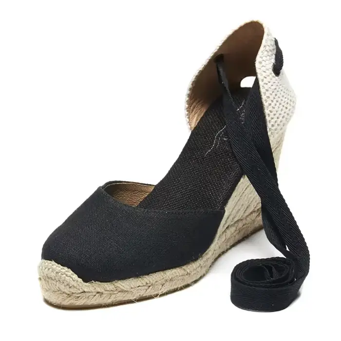 Sandales compensées confortables pour femmes, tissage, talons hauts, chaussures creuses d'été, Parke