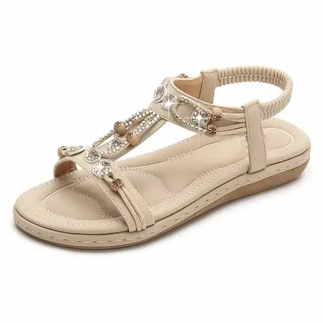 MVVJKE-Sandales plates à biscuits pour femme, chaussures de plage confortables, style bohème, nouvel