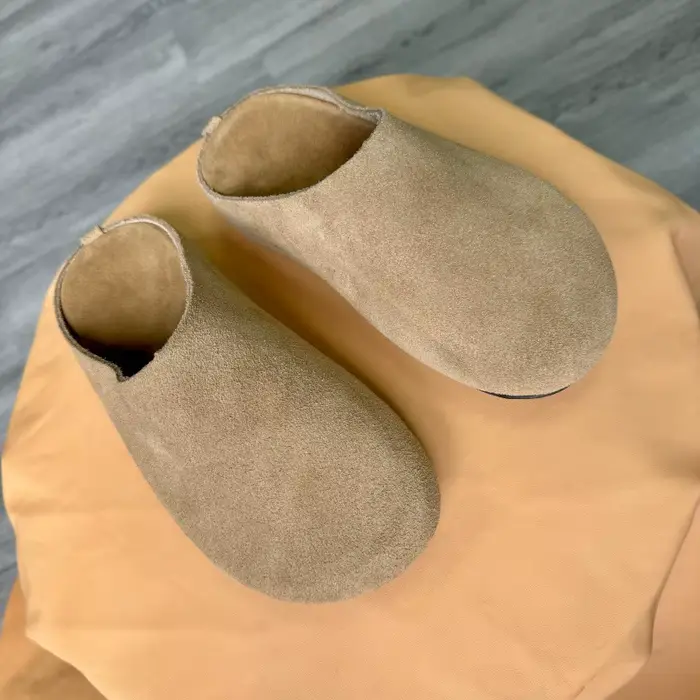 Mules plates en daim et cuir véritable pour femmes
