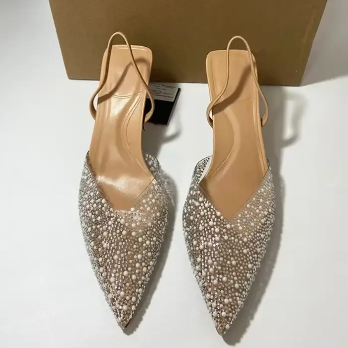 Sandales à Talons Hauts Transparents et Pointus pour Femme