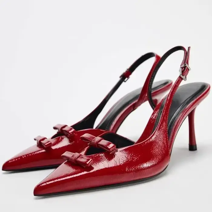 Sandales de luxe pour femmes, de marque, à bout pointu, à talons hauts, sexy, rouges, élégantes, ave