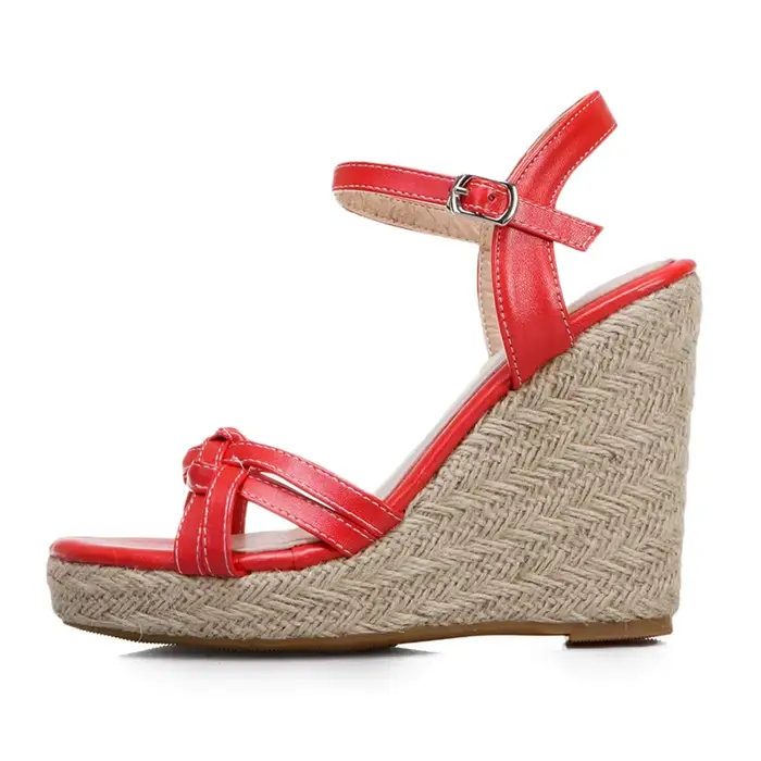 Chaussures compensées sandales pour femmes mode d'été tricoté talons hauts gladiateur tongs décontracté blanc
