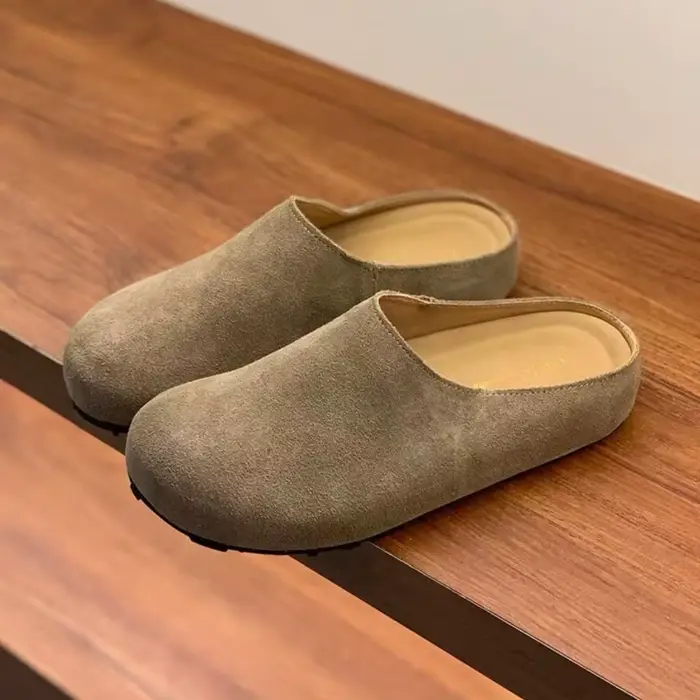 Mules en daim pour femme, chaussures simples, collection Printemps-Automne 2026, mules Baotou à enfi