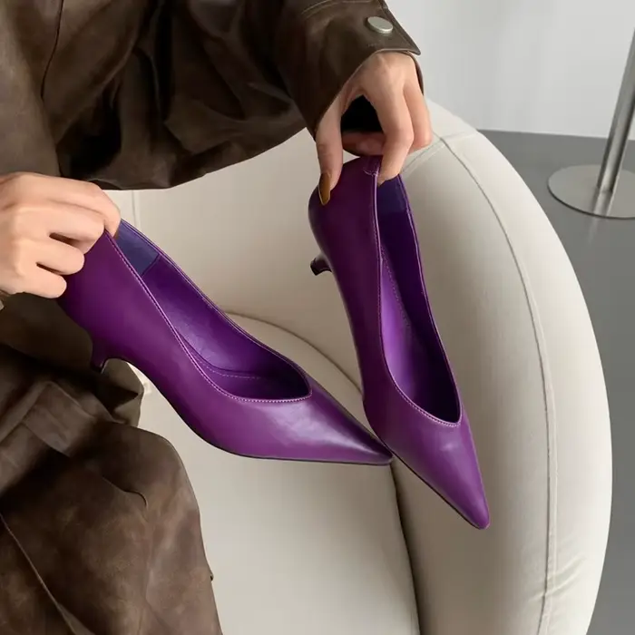 SUOJIALUN 2025 printemps nouvelle marque femmes pompes chaussures mode bout pointu peu profond sans lacet