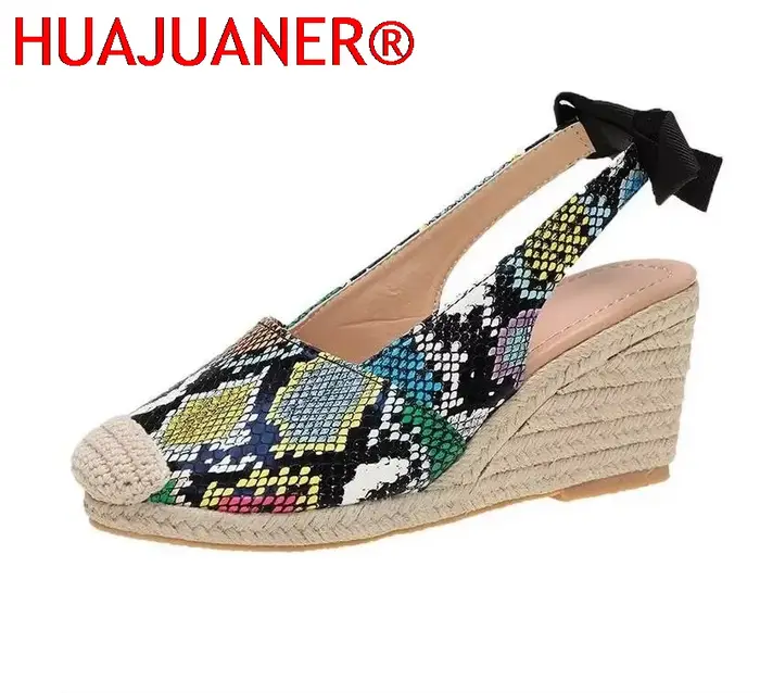 Sandales compensées pour femmes, style mode, à bout fermé, avec lanières, plateforme espadrille, élé