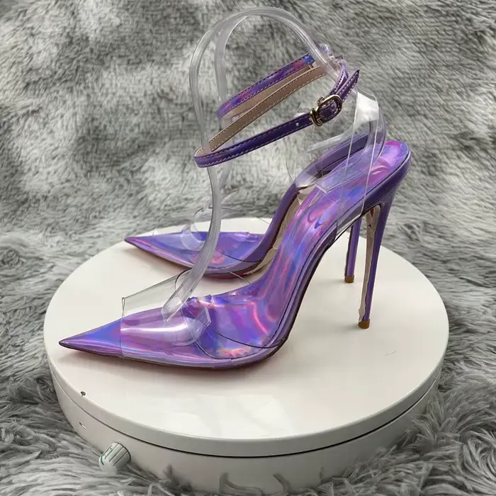 Sandales d'été sexy en PVC violet laser pour femmes
