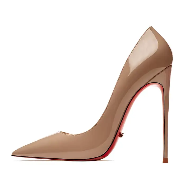 HLTINO 12 cm fond rouge talons hauts en cuir véritable chaussures de luxe femmes Super