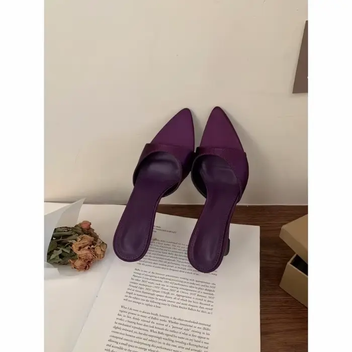 Chaussures pour femmes et jeunes filles, style pantoufle, mode été 2026, élégantes, à talons hauts, à talon compensé, à bout pointu, pour extérieur et banquets, 2018