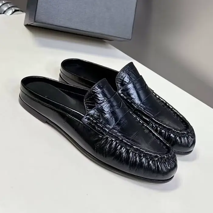 Mules plates confortables en cuir véritable pour femmes