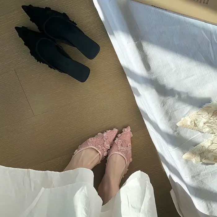 Mules en dentelle pour femmes