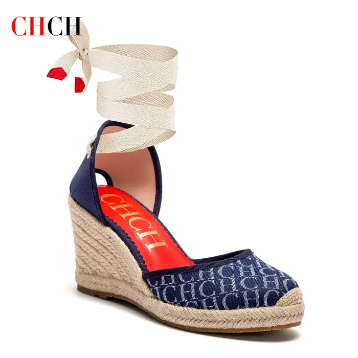 Sandales d'été à talons hauts pour femmes, Espadrilles à plateforme compensée, bout fermé, lanière à