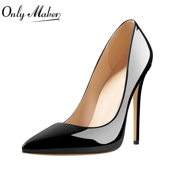 Onlymaker escarpins classiques en cuir véritable bout pointu sans lacet talons aiguilles Sexy 4.7 po