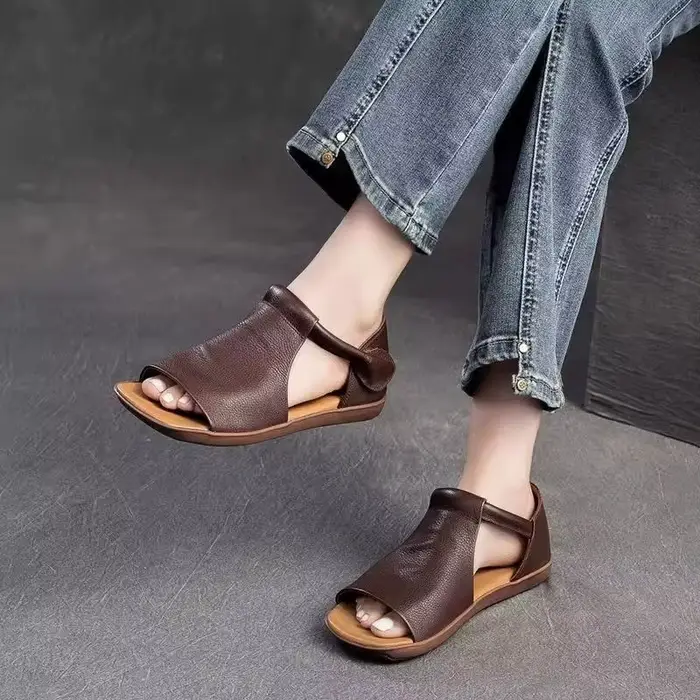 Sandales d'été en cuir de vachette première couche Summer Mint Mambo Dopamine pour femmes