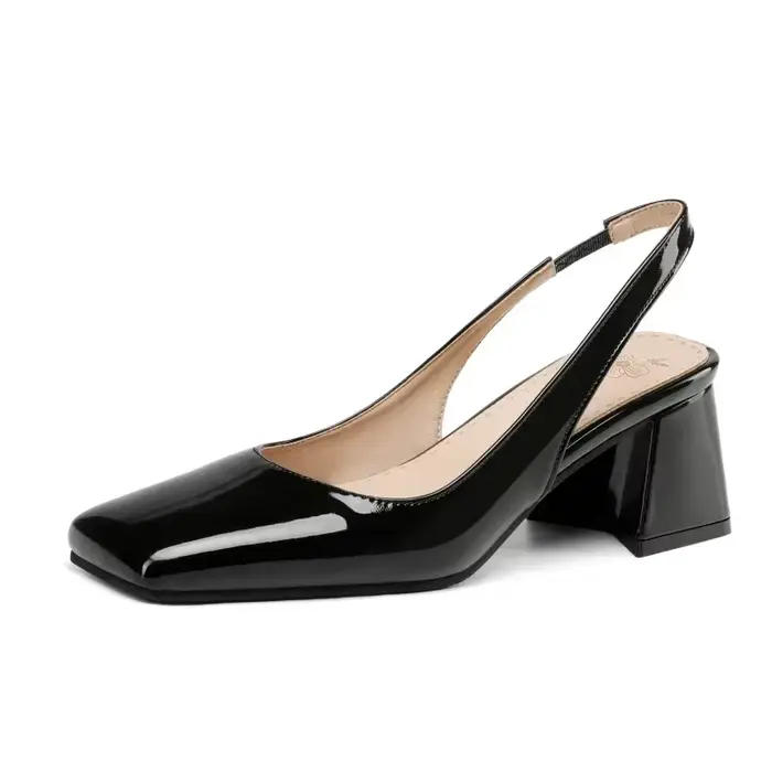 Sandales Slingback élégantes pour femmes, chaussures d'été, rose, noir, nu, talons moyens, escarpins