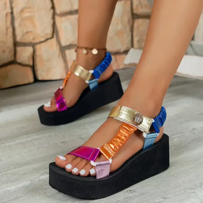 Sandales à plateforme 2025 été plat femmes chaussures pied talons hauts