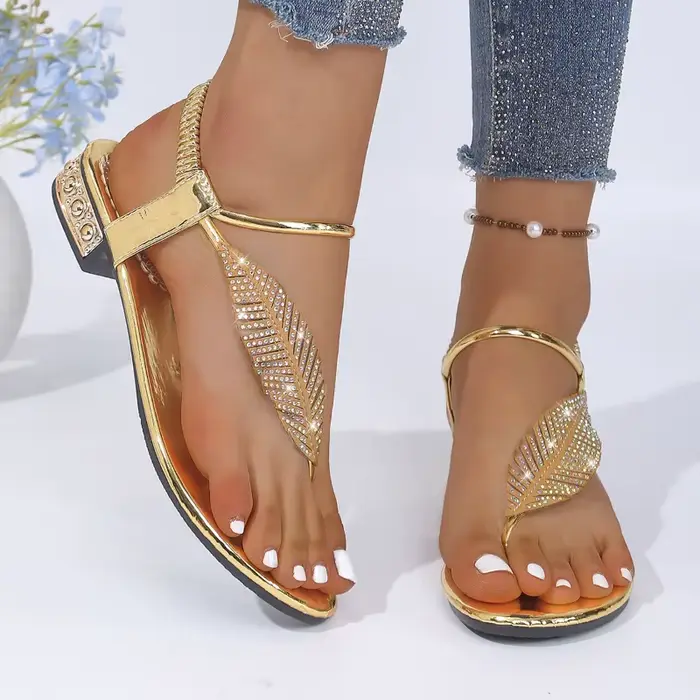 Sandales à talon bloc à enfiler, nouvelle collection été, bout rond ouvert, brillantes, semelle souple antidérapante, chaussures pour femmes