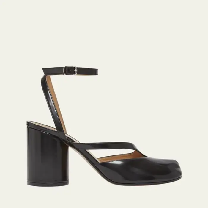 Tabi – escarpins d'été en cuir à bout fendu pour femmes noires