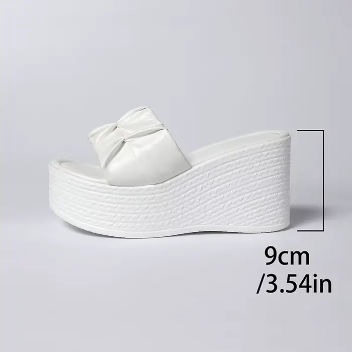 Sandales à talons compensés en cuir Pu blanc pour femmes, chaussures d'été légères à plateforme épai