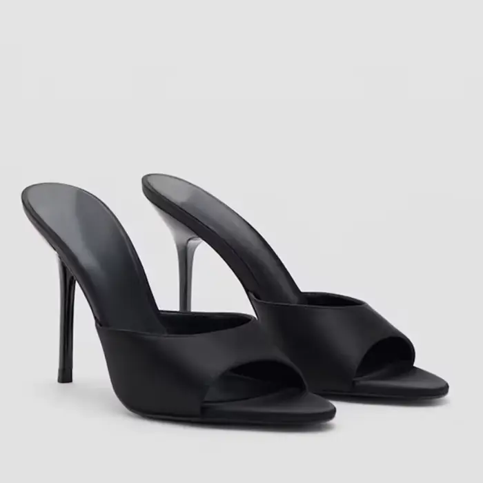 Sandales pour femmes 2026 – Nouveauté été – Chaussures femme en satin à bout ouvert, talon fin et br