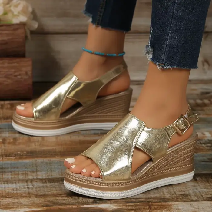 Sandales à l'offre elles compensées Peep Parker pour femmes