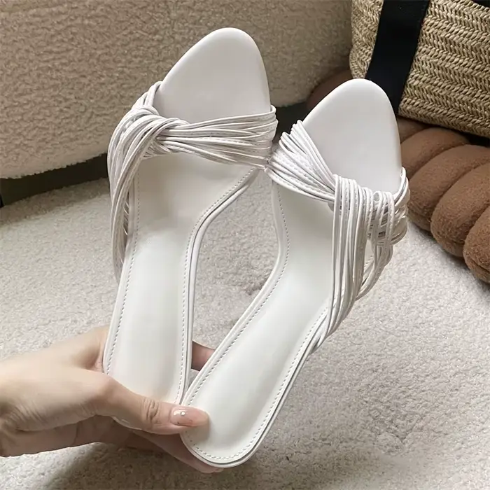 Pantoufles élégantes à talons aiguilles pour femmes, sandales sexy à bout pointu et à bande étroite, chaussures confortables pour femmes