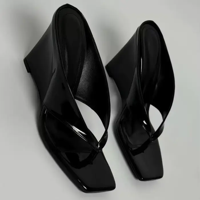 Élégantes sandales d'été noires à talons hauts pour femmes, style universitaire, en similicuir, seme
