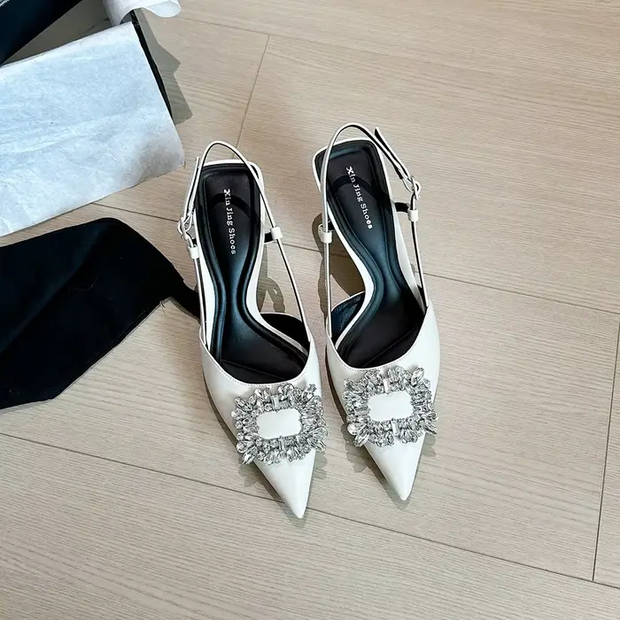 Sandales à talons fins pour femmes, style féerique, ornées de fleurs et de strass, à bout pointu, él