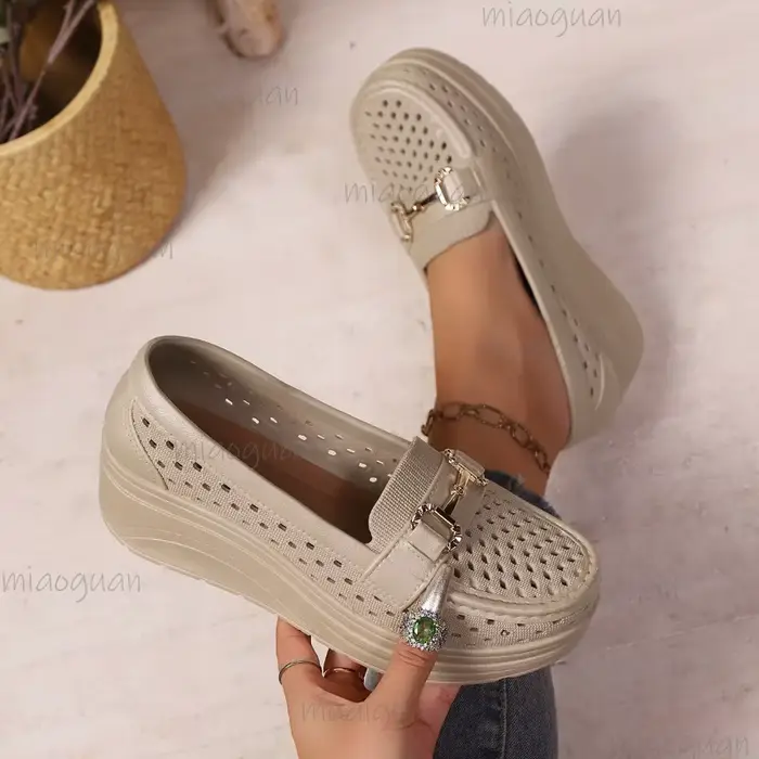 Mocassins compensés évidés pour femmes