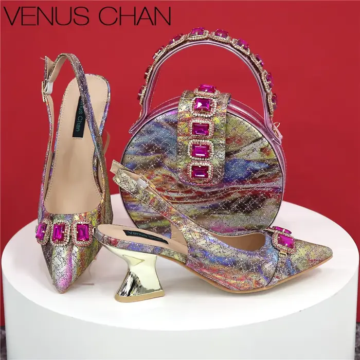 Chaussures à talons hauts pointus pour femmes, escarpins italiens pour mariage, sac à assortir, sexy