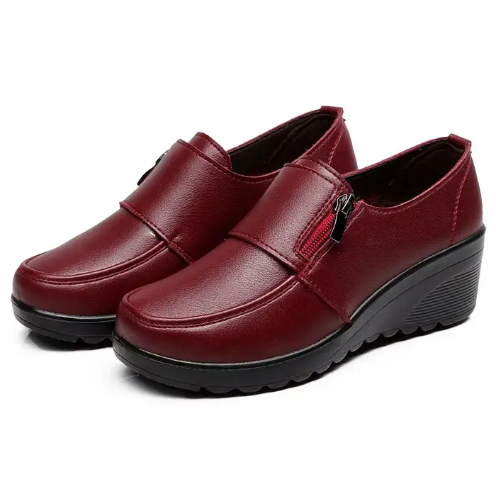 BEYARNE printemps automne femmes mode pompes chaussures femme en cuir véritable coin unique