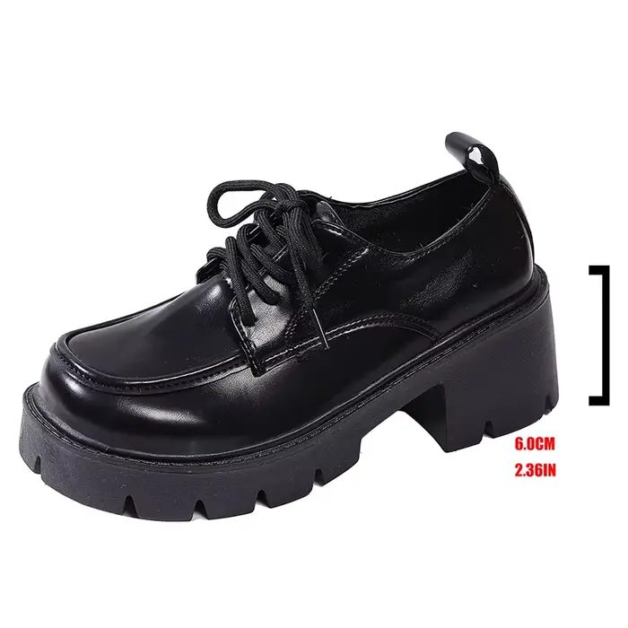 Escarpins plateforme vintage en cuir PU pour femme, grandes tailles 43, noirs, à talons épais, style