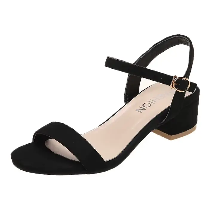 Sandales en Faux Daim à Talons Carrés pour Femme, Chaussures d'Été à la Mode, 34, 36, 38, 39, 2021